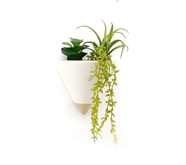 Artificial Plants Succulents Cone Wall Planter Faux Plant Two Tone Ceramic Pot