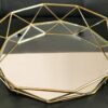 Geometric Gold Circle Round Crystal Mirror Tray Decorative Metal Table Centerpiece 26cm - Image 2