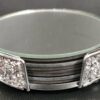 Diamante Glass Mirror Coasters with Glitter Crushed Diamante Coaster holder (Set of 4 Coaster) - Image 2