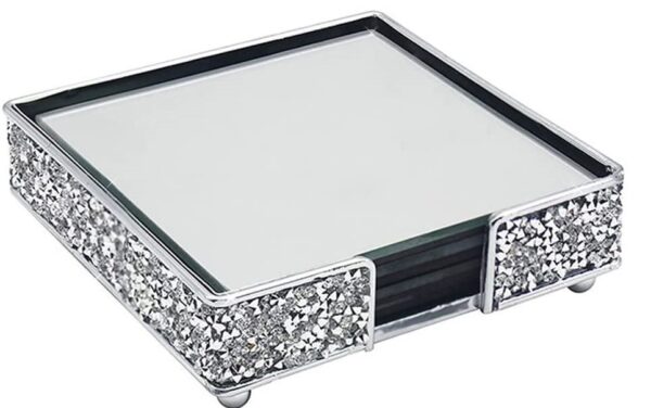 silver glass coasters with cover