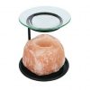 Natural Himalayan Salt Lamp Oil and Wax Burner with Tealight Candleholder