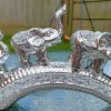 EagleWiz Diamante 3 Silver Sparkling Elephants Arch Ornament