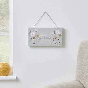 hand Floral Stitched Embellished Hanging Plaque