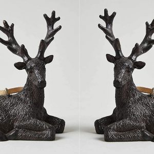 Set of 2 Crafted Hanging Stag Ornaments