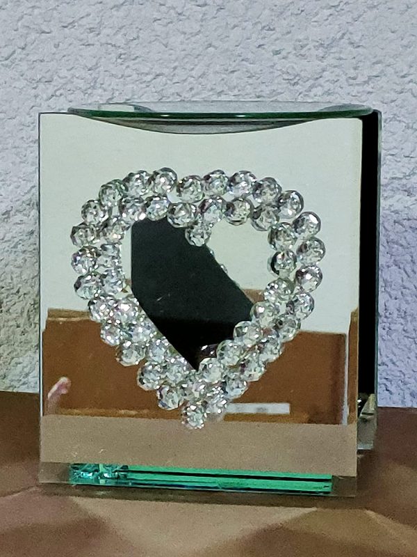 EagleWiz Heart Crystal Mirrored Oil Burner Wax Warmer Aroma Fragrance Wax Melter Candle Holder - Image 2