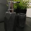 EagleWiz Sandstone Bathroom Accessories Set Including Soap Dispenser And Tumbler,Diamond Faceted Shape,Chrome Pump,Black - Image 2