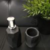 EagleWiz Sandstone Bathroom Accessories Set Including Soap Dispenser And Tumbler,Diamond Faceted Shape,Chrome Pump,Black - Image 3