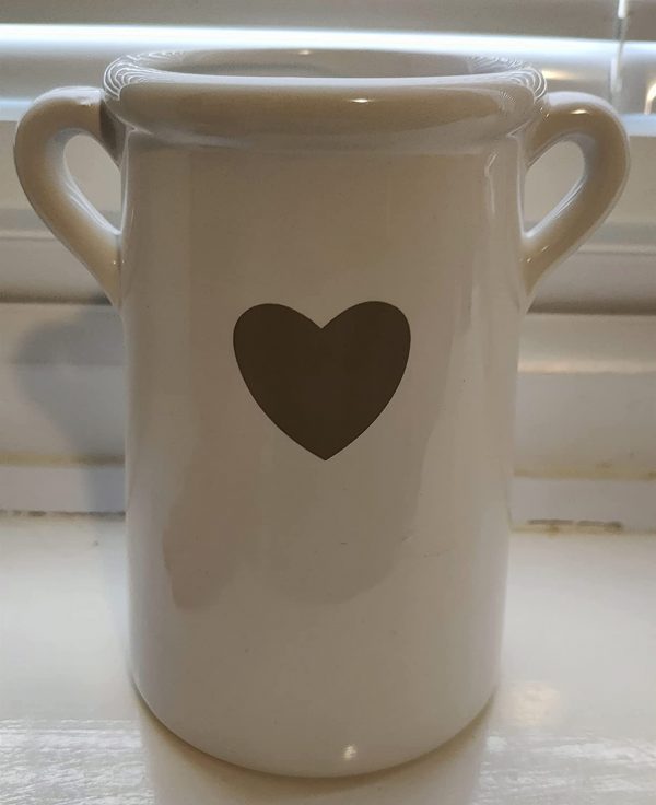 EagleWiz White Ceramic Planter Pot / vase attractive Heart shape with Handles 14cm - Image 4