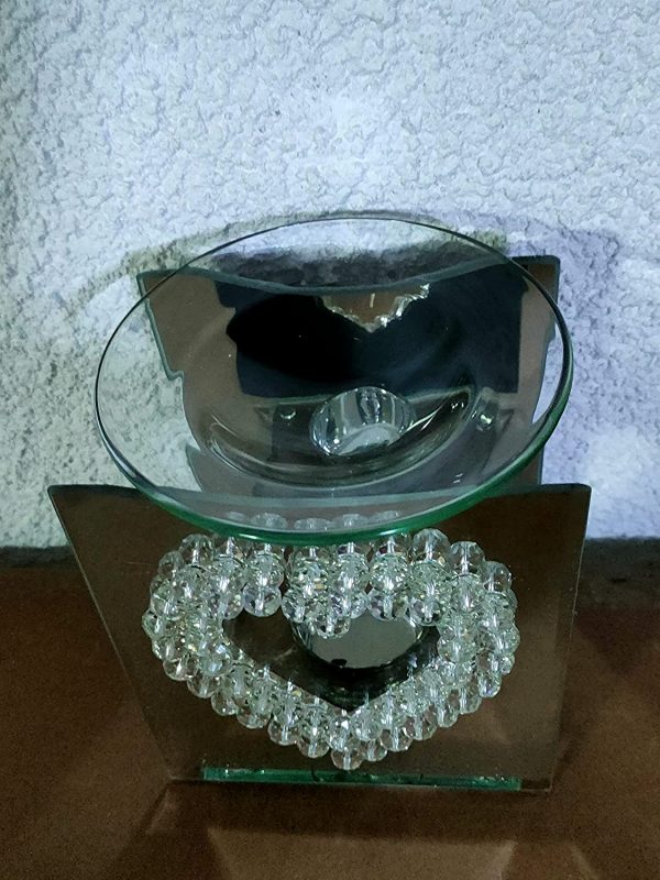 EagleWiz Heart Crystal Mirrored Oil Burner Wax Warmer Aroma Fragrance Wax Melter Candle Holder - Image 4