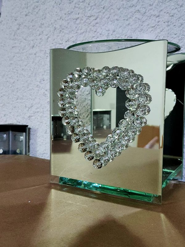 EagleWiz Heart Crystal Mirrored Oil Burner Wax Warmer Aroma Fragrance Wax Melter Candle Holder - Image 5