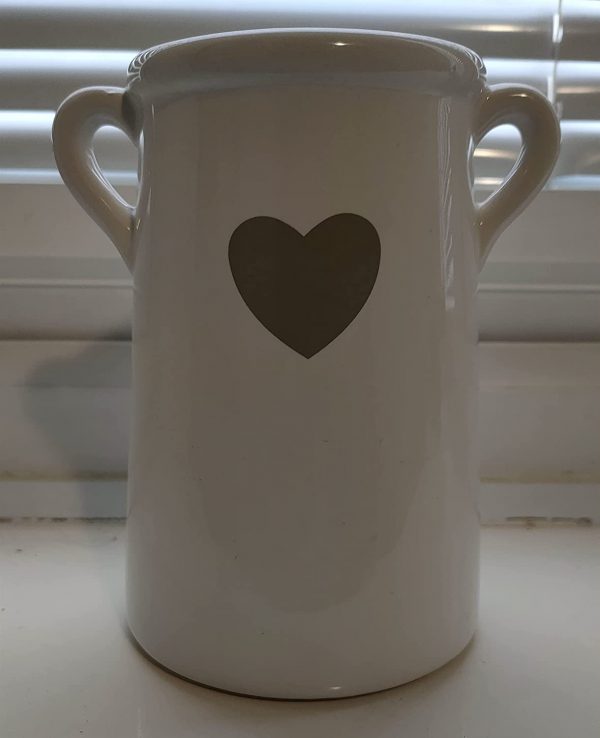 EagleWiz White Ceramic Planter Pot / vase attractive Heart shape with Handles 14cm - Image 6