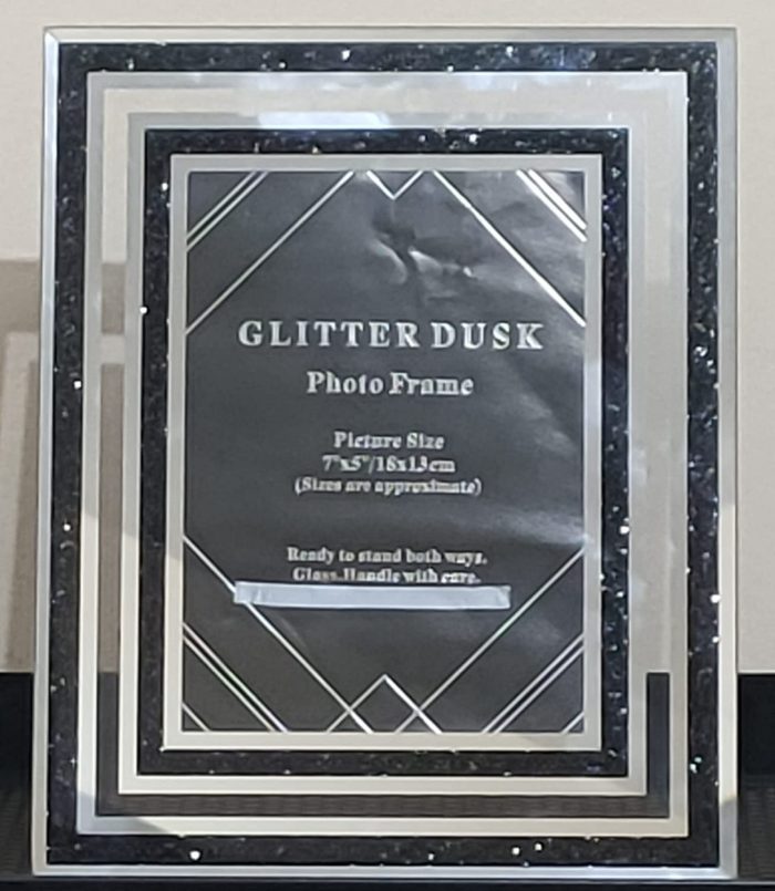 EagleWiz Black Double Glitter Bling Glass Photo Frame Silver Picture ...