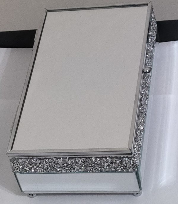 EagleWiz Metal Multi-Crystal Mirror Glass Jewellery Box, Jewellery Organizer Rectangle 21cm - Image 5