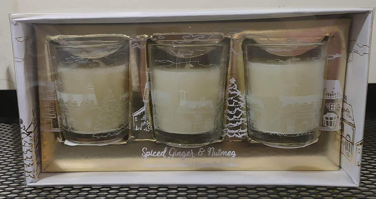 christmas village candles gold