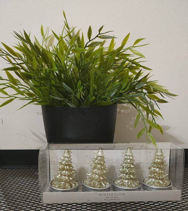 EagleWiz 4X tealights Christmas Gold Tree 3D Xmas Tree Shape Creative Statue Tea Light Candle Decor Candle Xmas Wax - Image 2