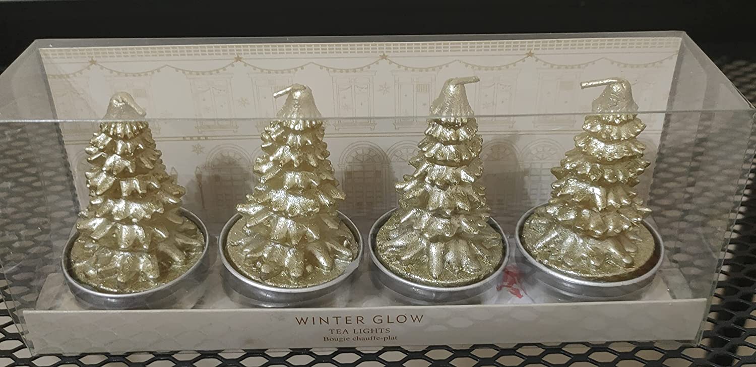 four 3D christmas tree shape tealights