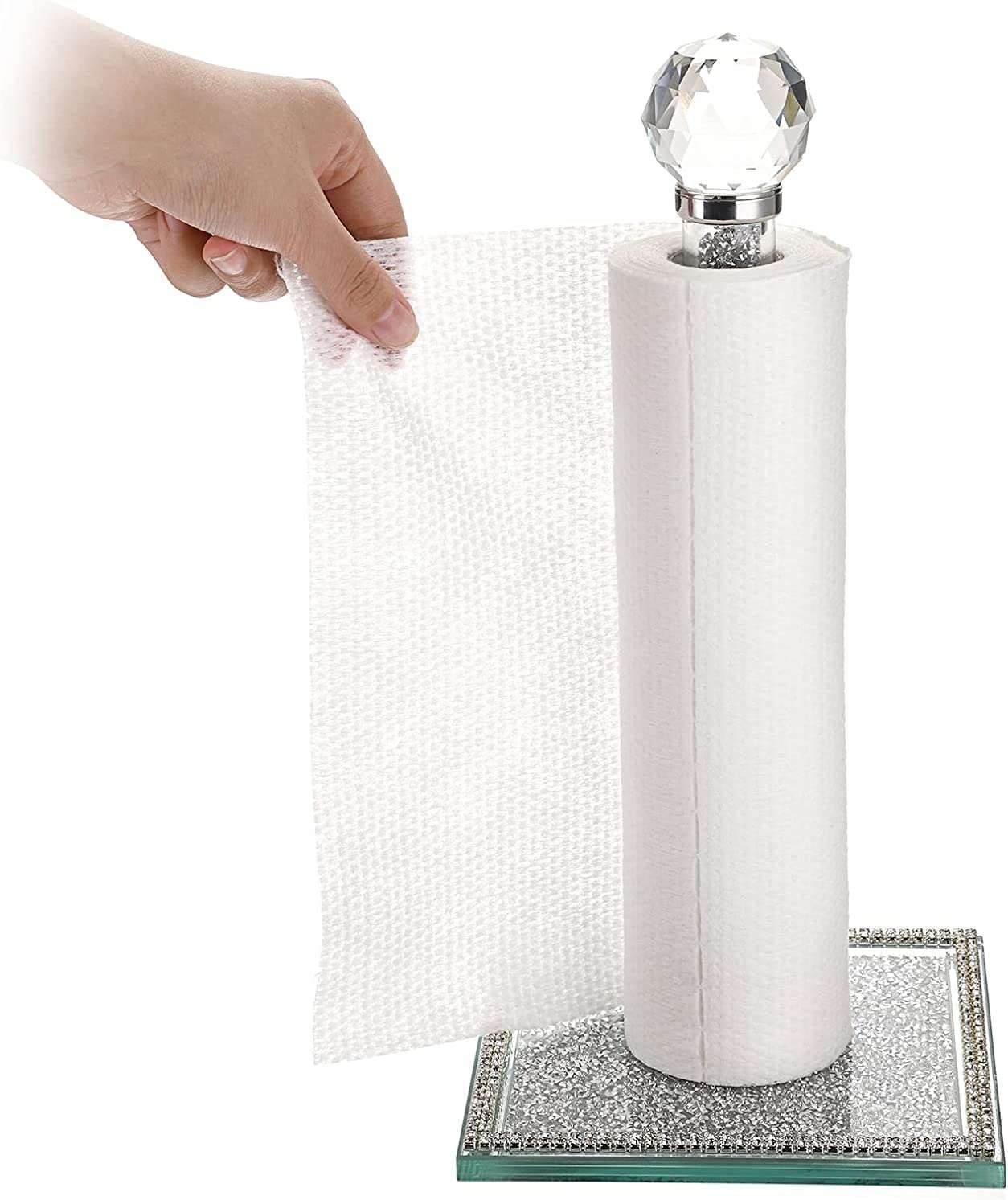 silver crushed crystal roll holder