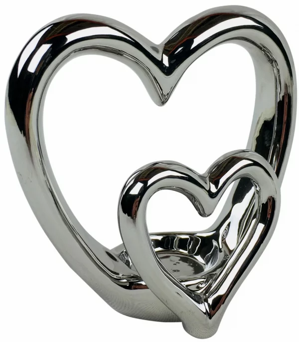 EagleWiz Silver Double Heart Tealight Holder