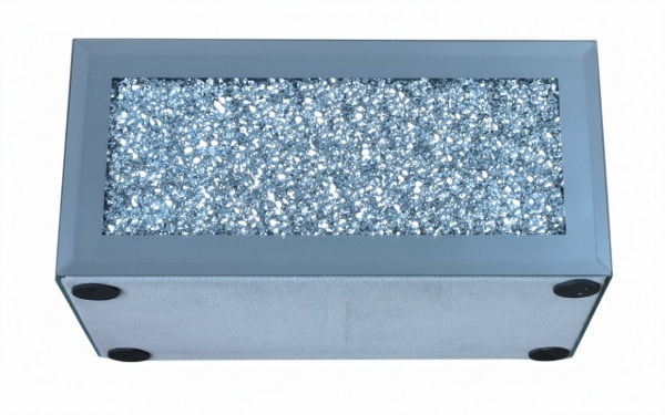 EagleWiz Crushed Crystal diamante Mirror Glass Beauty box Makeup Box Holder
