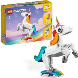 LEGO Creator 3 in 1 Magical Unicorn Toy to Seahorse to Peacock, Rainbow Animal Figures