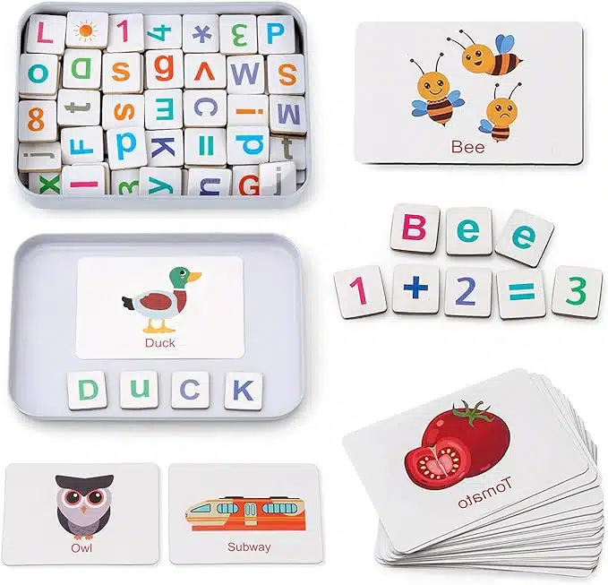 Coogam Wooden Magnetic Alphabet Letters and Numbers Toy for 3 4 5 Year Old Kids