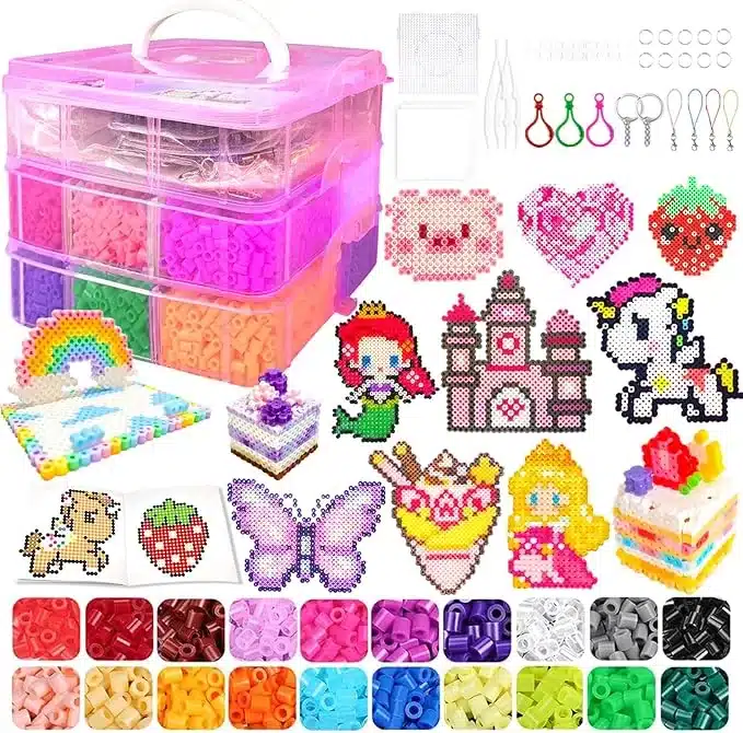 11000 Fuse Beads Kit - 20 Colors 5mm Bead Craft Set with Storage Box, Pegboard, Ironing Paper and Accessories, Arts and Crafts Kits for Kids Age 5+ Christmas Birthday DIY Craft Gift for Girls & Boys