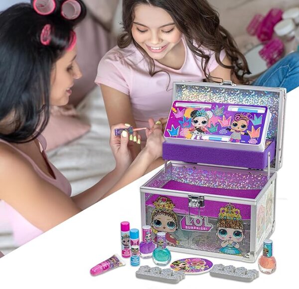 L.O.L Surprise! Train Case Makeup Set for Kids | Makeup Kit Includes Lip Gloss, Nail Polish, Accessories & more | Gifts for Ages 3+ by Townley Girl
