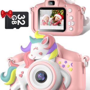 Kids Camera, Gofunly Kids Camera for Girls, 1080P HD 2.0 Inch Screen Kids Digital Camera with 32GB Card, Birthday Christmas Kids Toys Gifts Selfie Childrens Camera for Kids Age 3-12 Years Old Girls