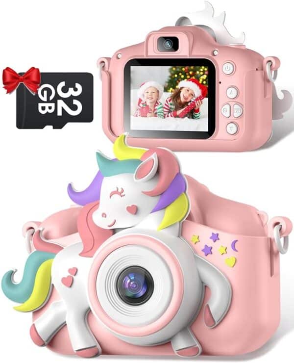 Kids Camera, Gofunly Kids Camera for Girls, 1080P HD 2.0 Inch Screen Kids Digital Camera with 32GB Card, Birthday Christmas Kids Toys Gifts Selfie Childrens Camera for Kids Age 3-12 Years Old Girls