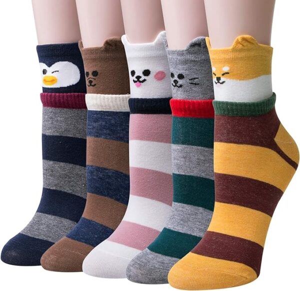 Cozy 5 Pairs Women Socks Funny Cute Animal Ladies Socks Cat Dog Socks Gifts for Women, One Size
