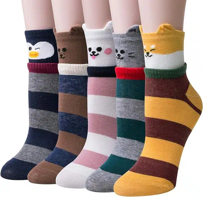 Cozy 5 Pairs Women Socks Funny Cute Animal Ladies Socks Cat Dog Socks Gifts for Women, One Size
