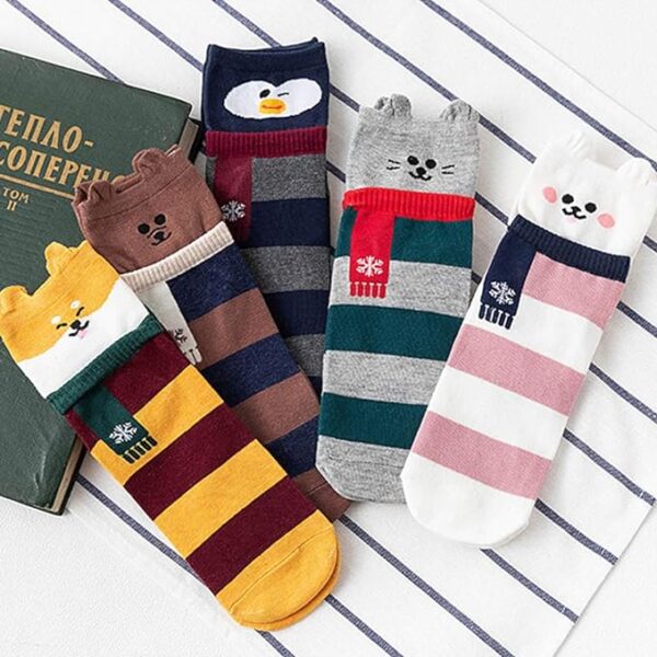 Cozy 5 Pairs Women Socks Funny Cute Animal Ladies Socks Cat Dog Socks Gifts for Women, One Size - Image 4
