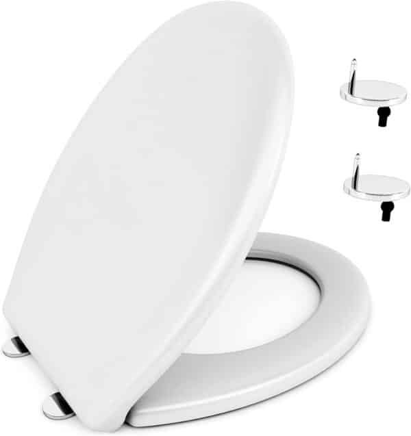 White Soft Close Toilet Seat Oval Shape with Quick Release for Easy Clean Loo Toilet Seat with Adjustable Hinges - Image 3