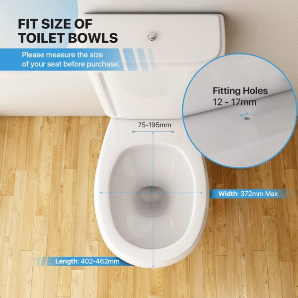 White Soft Close Toilet Seat Oval Shape with Quick Release for Easy Clean Loo Toilet Seat with Adjustable Hinges - Image 4