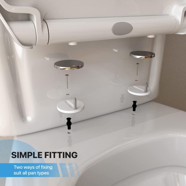 White Soft Close Toilet Seat Oval Shape with Quick Release for Easy Clean Loo Toilet Seat with Adjustable Hinges - Image 5