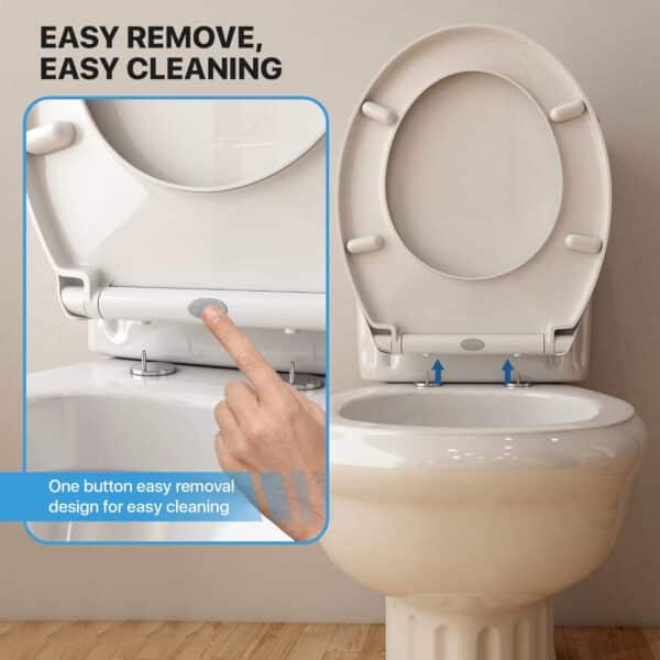 White Soft Close Toilet Seat Oval Shape with Quick Release for Easy Clean Loo Toilet Seat with Adjustable Hinges - Image 6