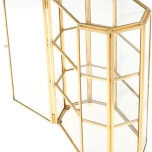 MagiDeal Golden Vintage Glass Jewelry Box Display Case Organizer for Trinkets, Necklace, Ring, Diamond, Flower 6.7"x4"x8.3"