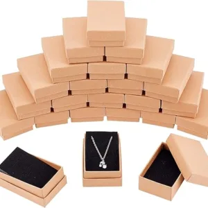 NBEADS 24 Pcs Cardboard Jewelry Boxes, 8x5x2.5cm Jewellery Gift Boxes with Lid Cardboard Jewelry Set Box Gift Boxes for Jewellery Packaging Necklace Ring Earrings Display Christmas