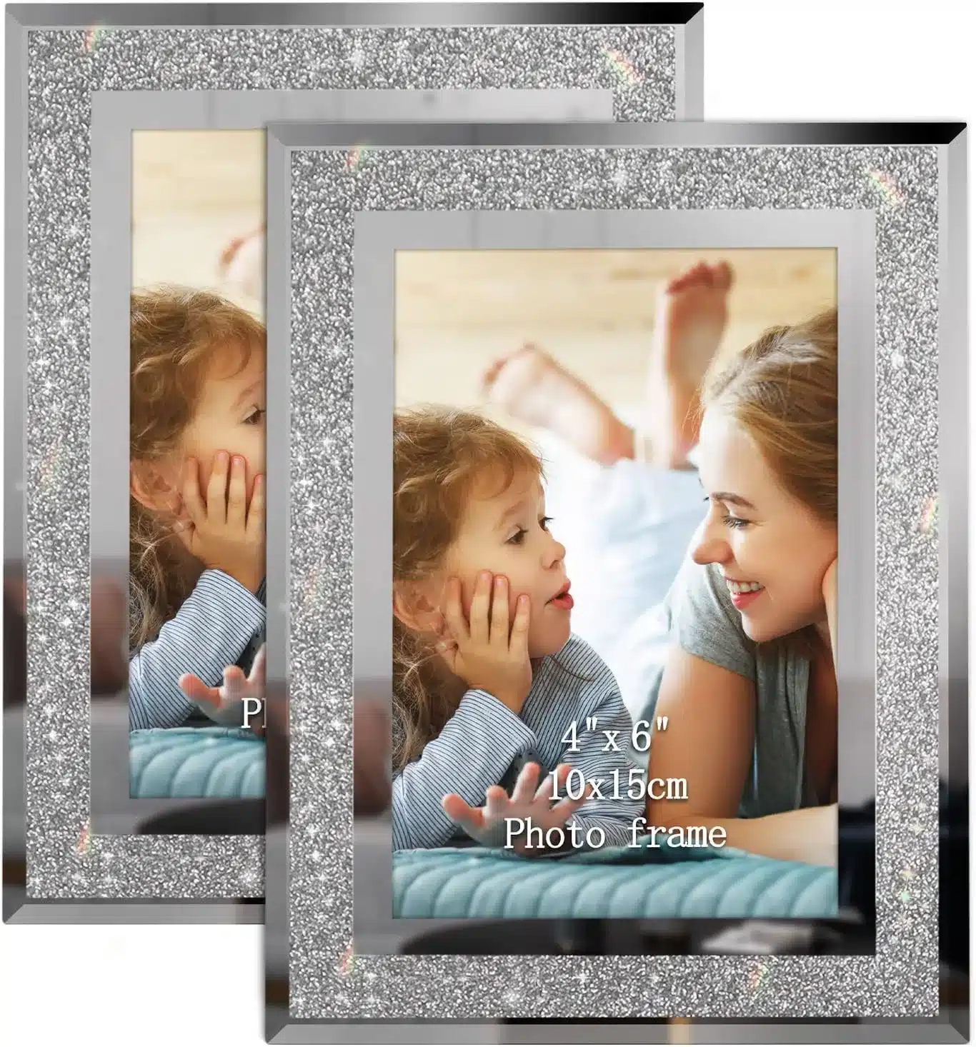 Artsay 4x6 Picture Frames Sparkle Glass Photo Frame Set for Tabletop, 2 Pack
