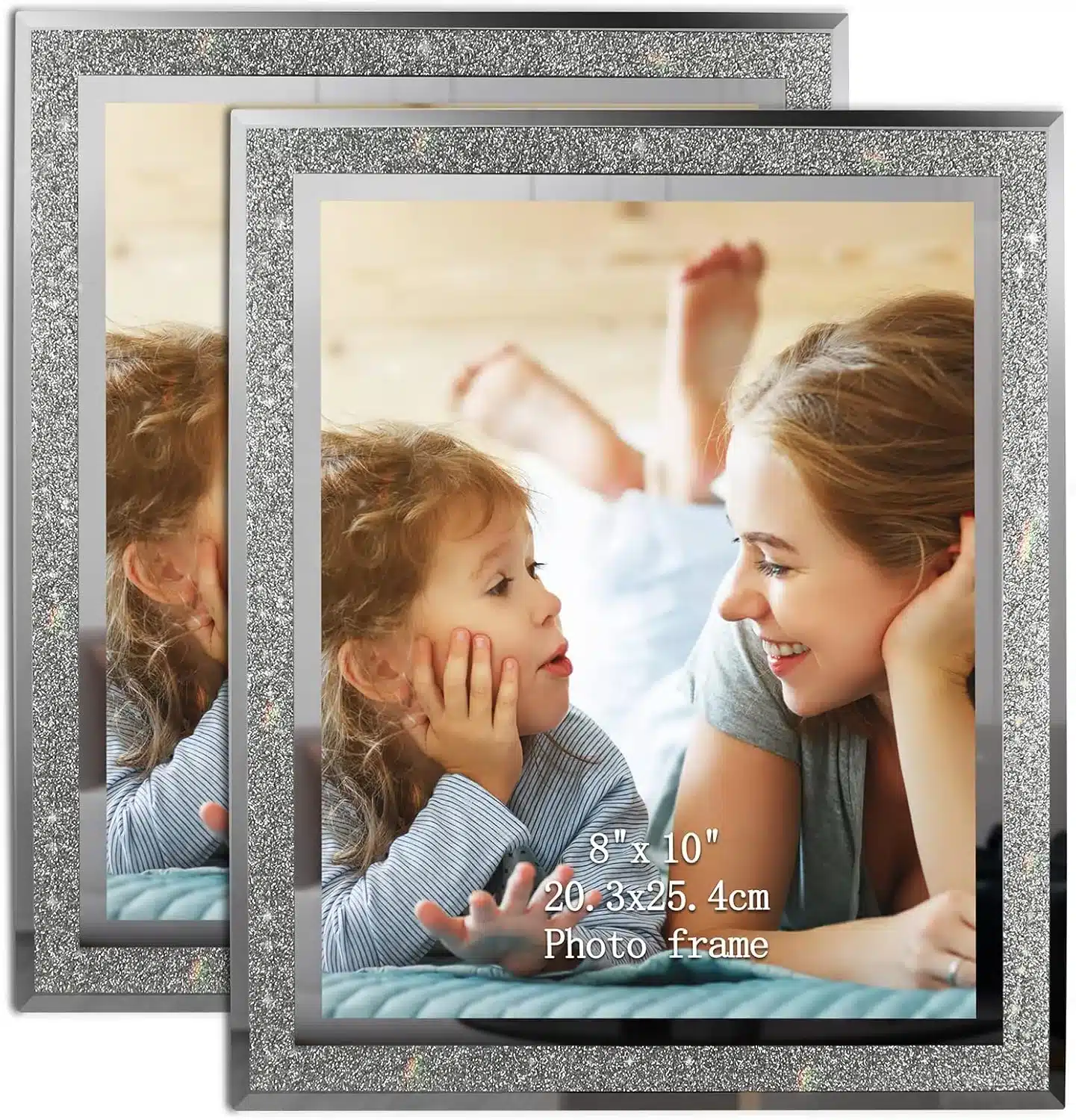 Artsay 8x10 Picture Frames Sparkle Glass Photo Frame, Freestanding, 8 x 10 inch, 2 Pack