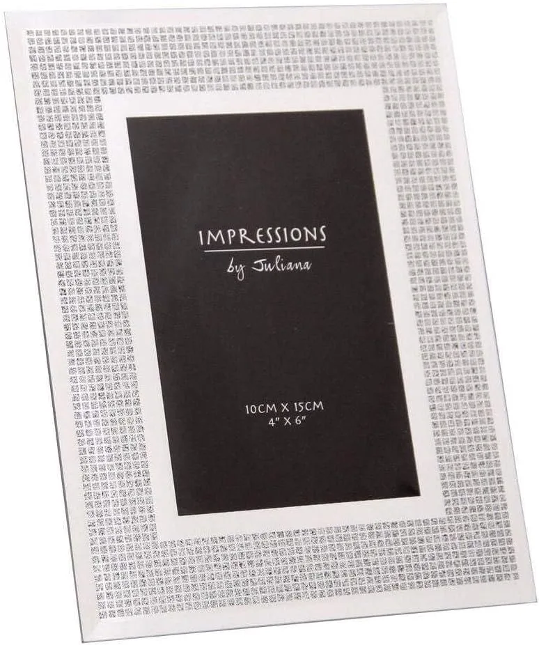 Impressions 6x4 Glass Frame Glitter Crystal Squares Photo Frame FG47346
