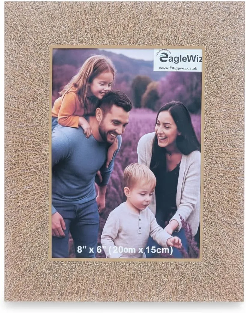 EagleWiz Rose Gold Glittering Mirror GLASS PHOTO FRAME Sparkle RoseLust Picture Frame home Decor Room Decor Gift Freestanding and Wall Hanging (Picture 8 x 6 inches)